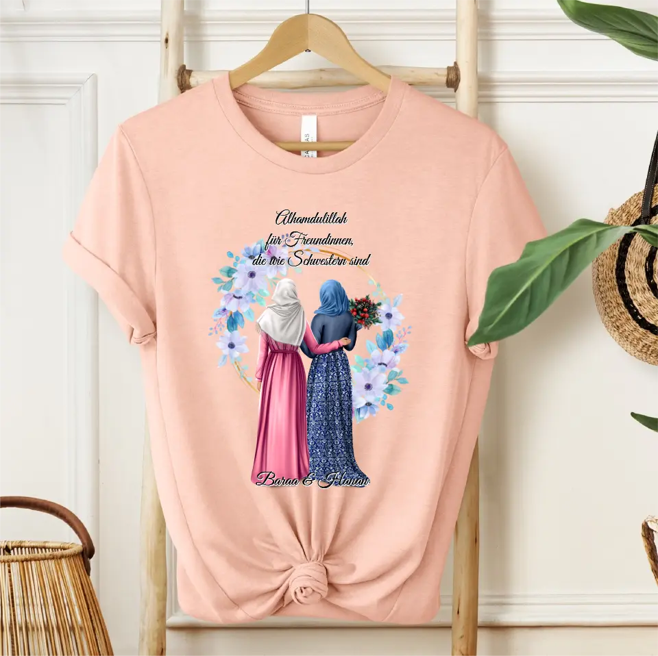 2-4 Muslim Freundinnen T-Shirt (Haare & Hijab)