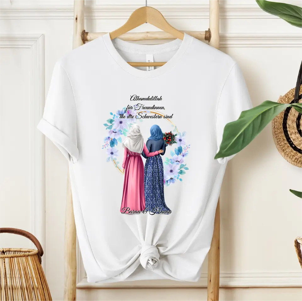 2-4 Muslim Freundinnen T-Shirt (Haare & Hijab)