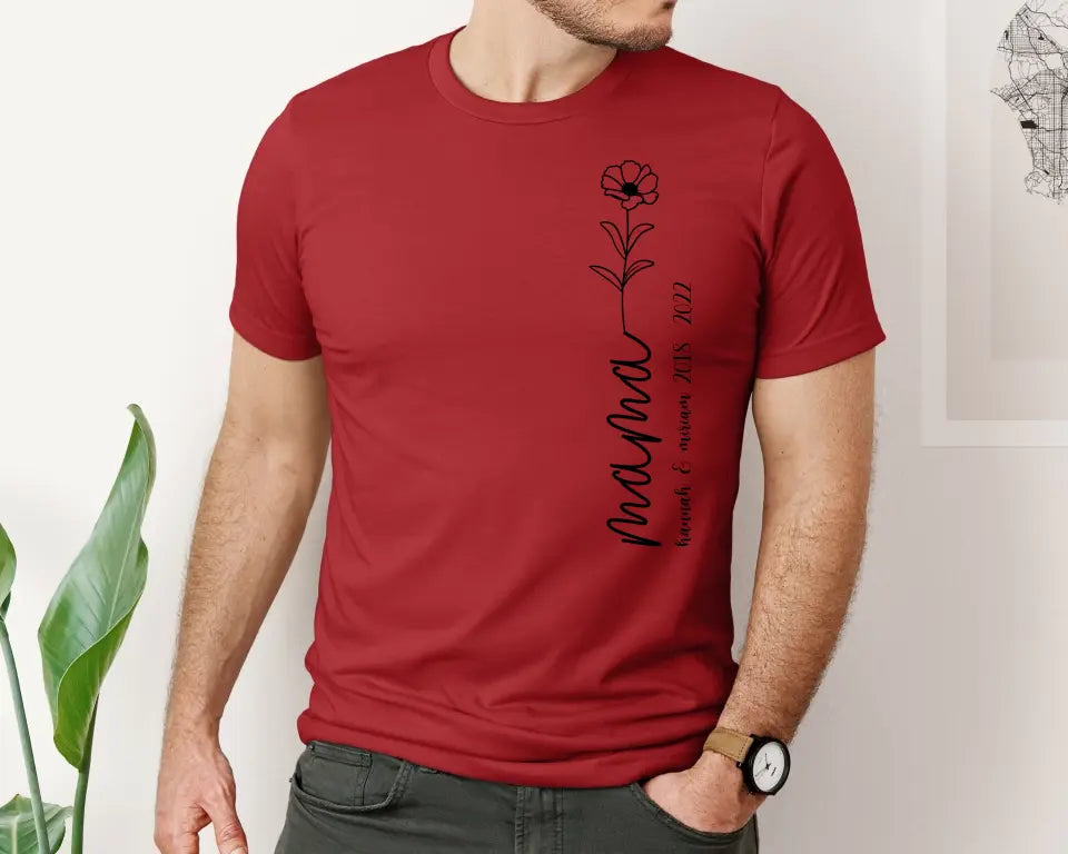Mama T-Shirt mit Kindernamen und Geburtsjahr