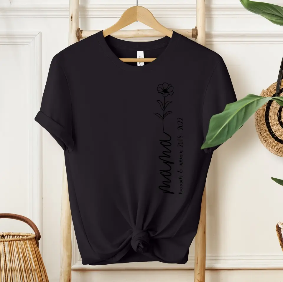 Mama T-Shirt mit Kindernamen und Geburtsjahr