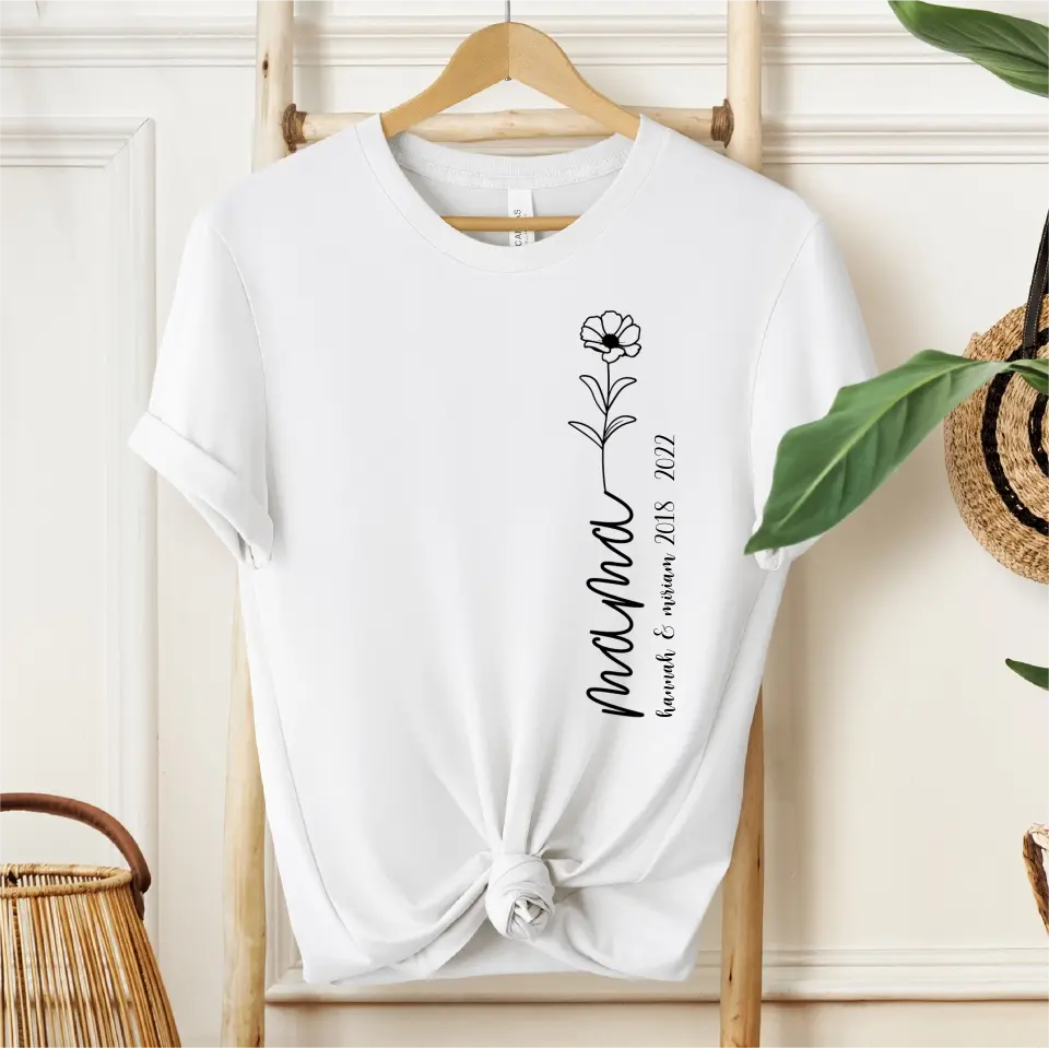 Mama T-Shirt mit Kindernamen und Geburtsjahr