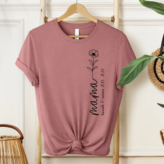 Mama T-Shirt mit Kindernamen und Geburtsjahr