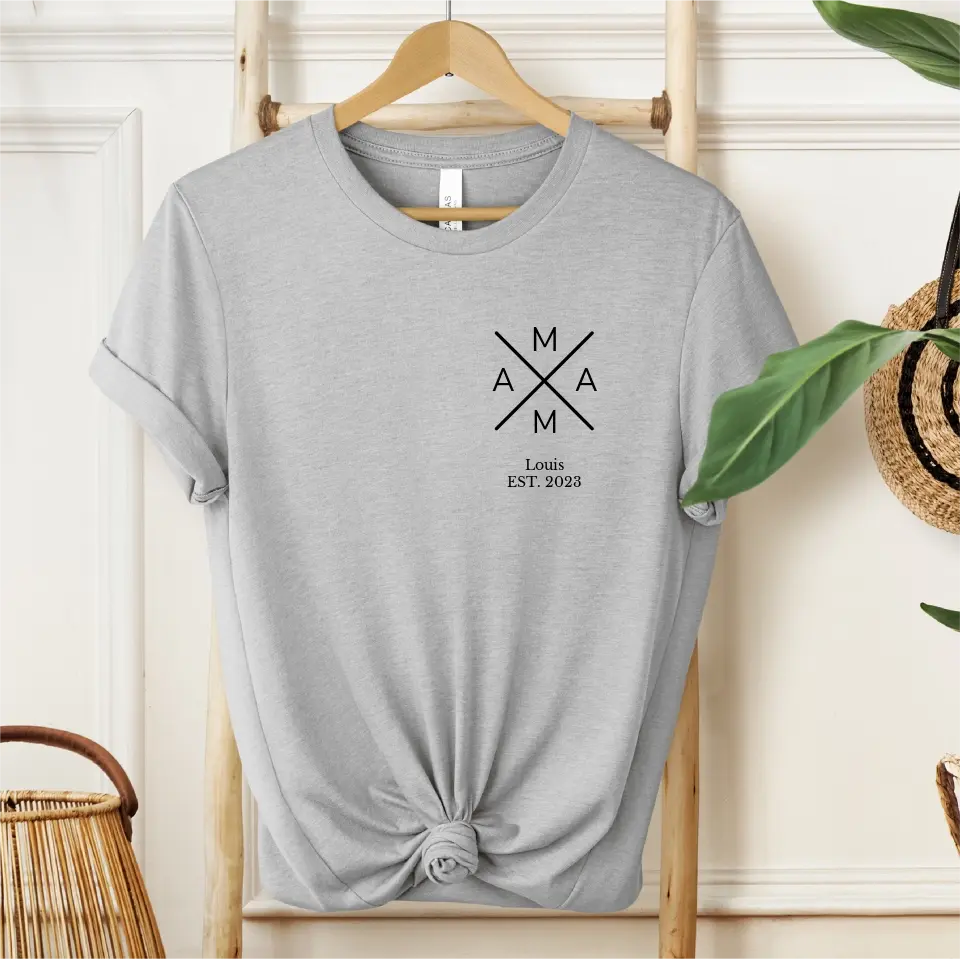Personalisiertes Mama T-Shirt mit Kindername und Geburtsjahr