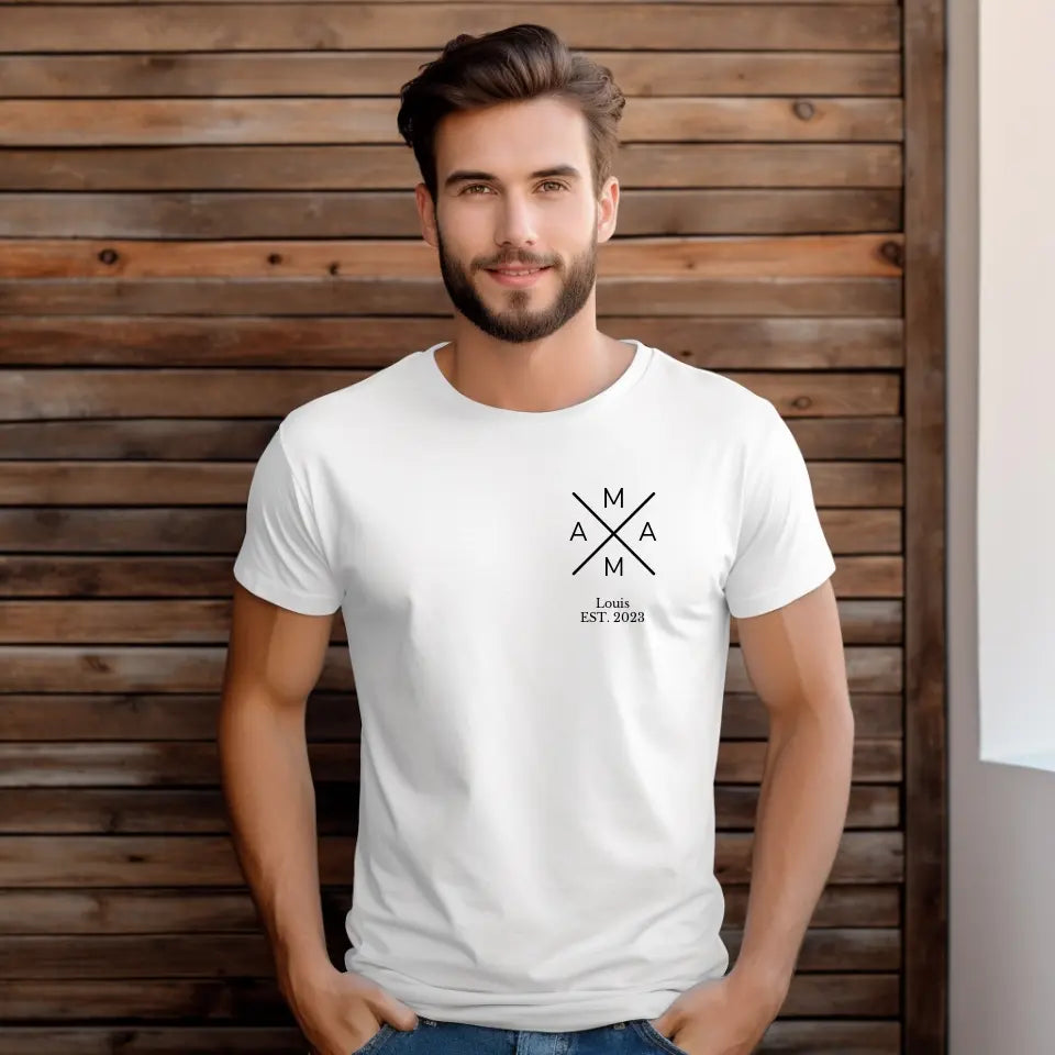 Personalisiertes Mama T-Shirt mit Kindername und Geburtsjahr
