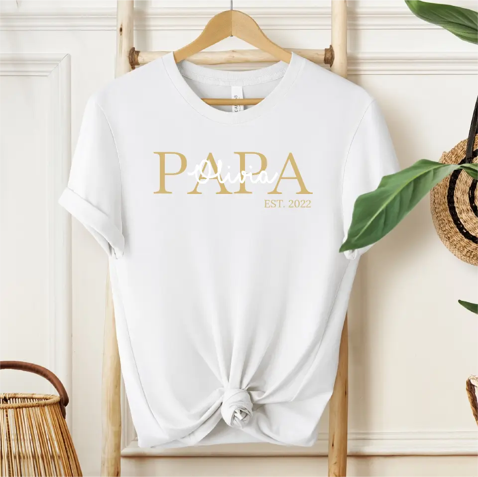 Papa T-Shirt mit Kindernamen und Geburtsjahr