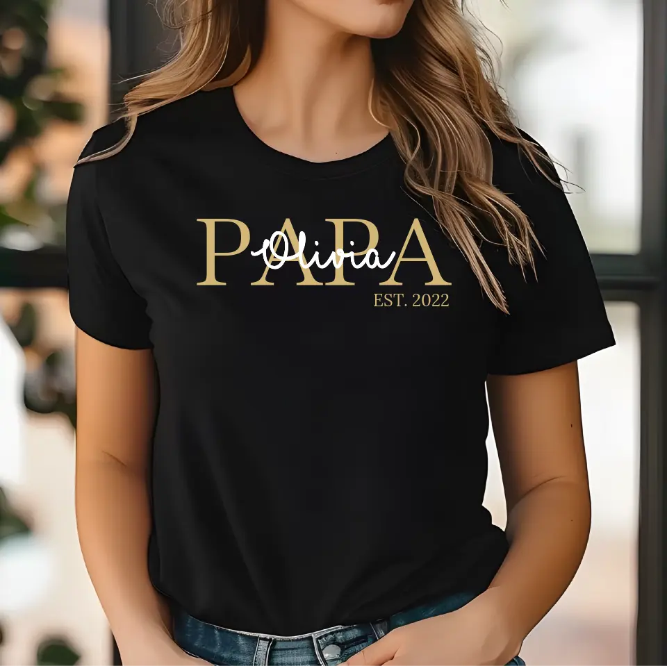 Papa T-Shirt mit Kindernamen und Geburtsjahr