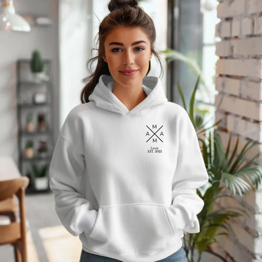 Mama Hoodie mit Kindernamen und Geburtsjahr