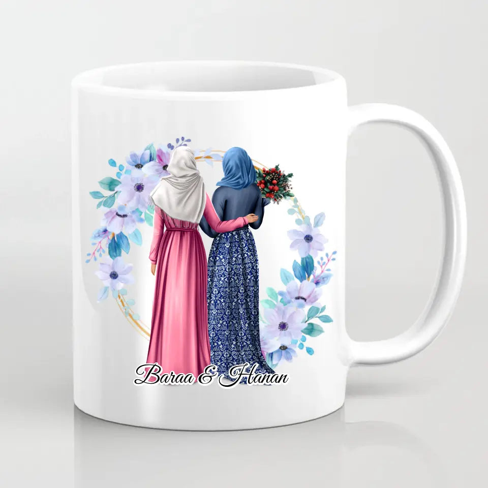 Freundinnen Tasse / Thermobecher mit Kopftuch & Haare  2-6 Freundinnen