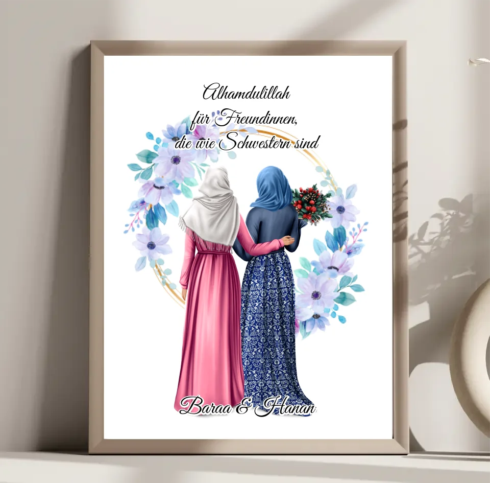 Muslim 2-4 Freundinnen mit Kopftuch Poster