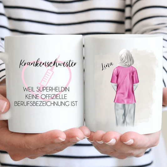 Krankenschwester mit Hijab o. Haare Tasse / Thermobecher