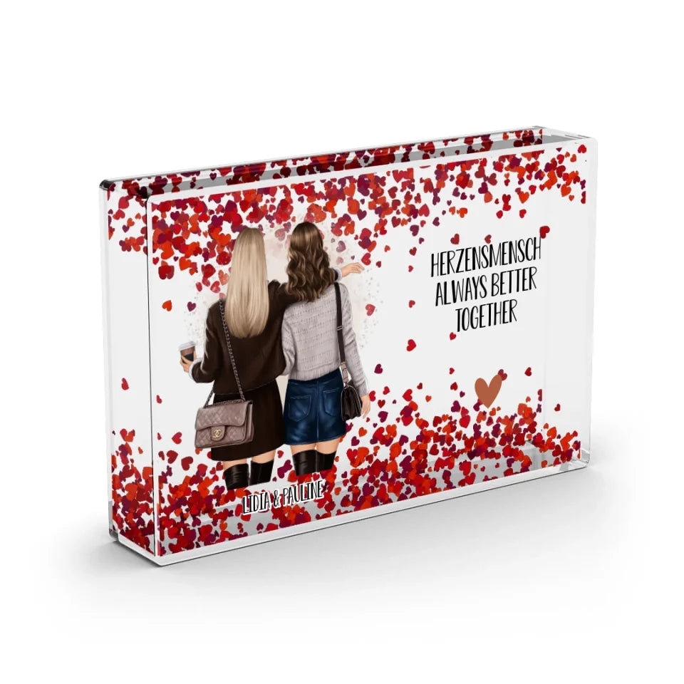 2-3 Freundinnen Schneekugel Herz