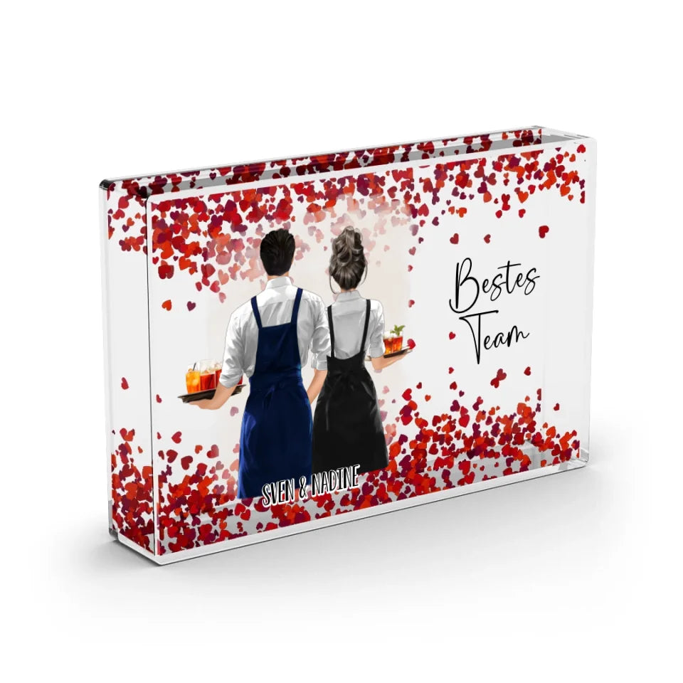 1-2 Kellner (Mann/Frau) Schneekugel Herz