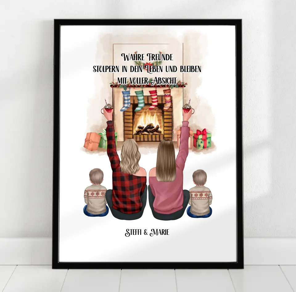 Freundinnen mit Kinder Winter Poster