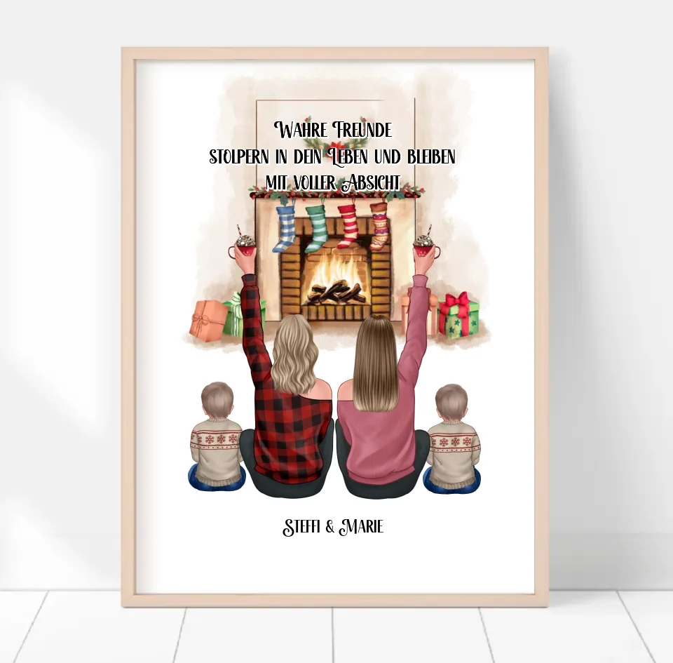 Freundinnen mit Kinder Winter Poster