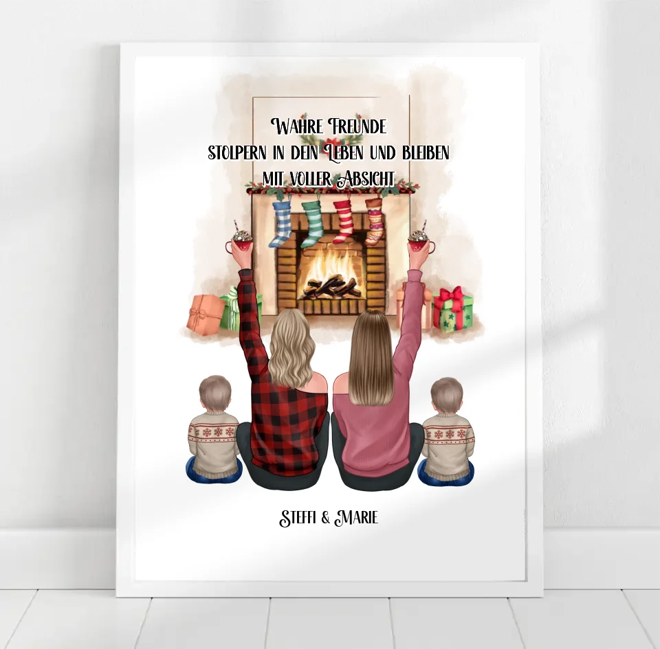 Freundinnen mit Kinder Winter Poster