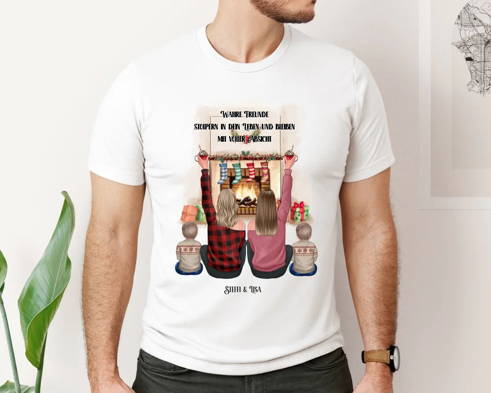 Freundinnen mit Kinder Winter T-Shirt