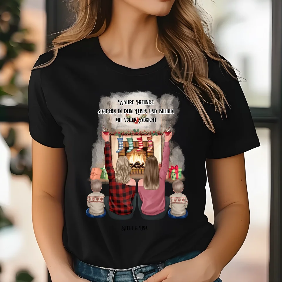 Freundinnen mit Kinder Winter T-Shirt