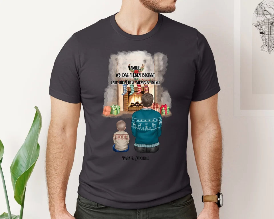 Papa & 1-3 Kinder Winter T-Shirt