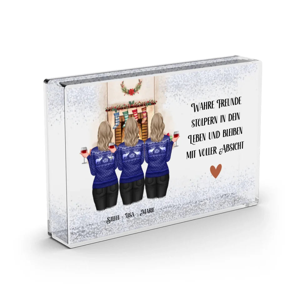 2-4 Freundinnen Winter Schneekugel Schnee