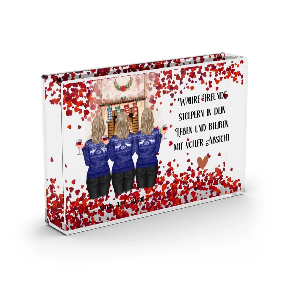 2-4 Freundinnen Winter Schneekugel Herz