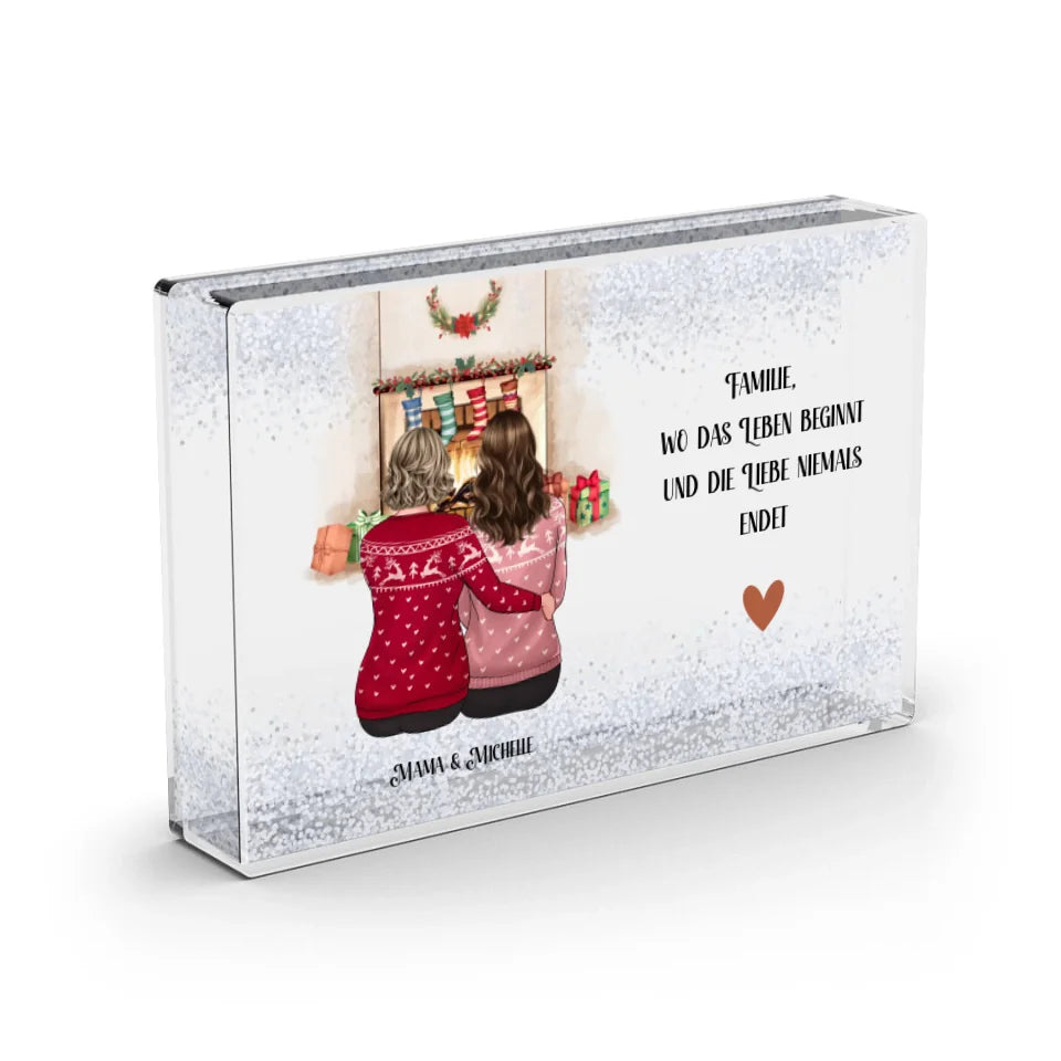 Mutter & Tochter/Sohn Winter Schneekugel Schnee