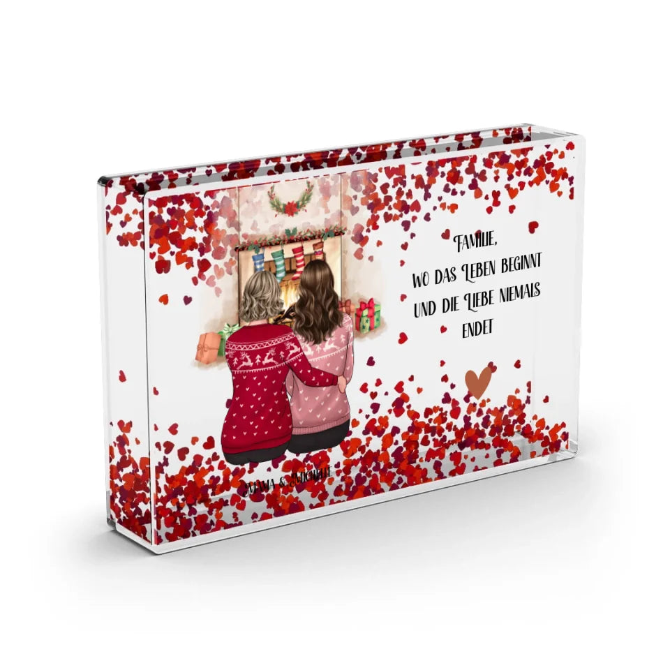 Mutter & Tochter/Sohn Winter Schneekugel Herz