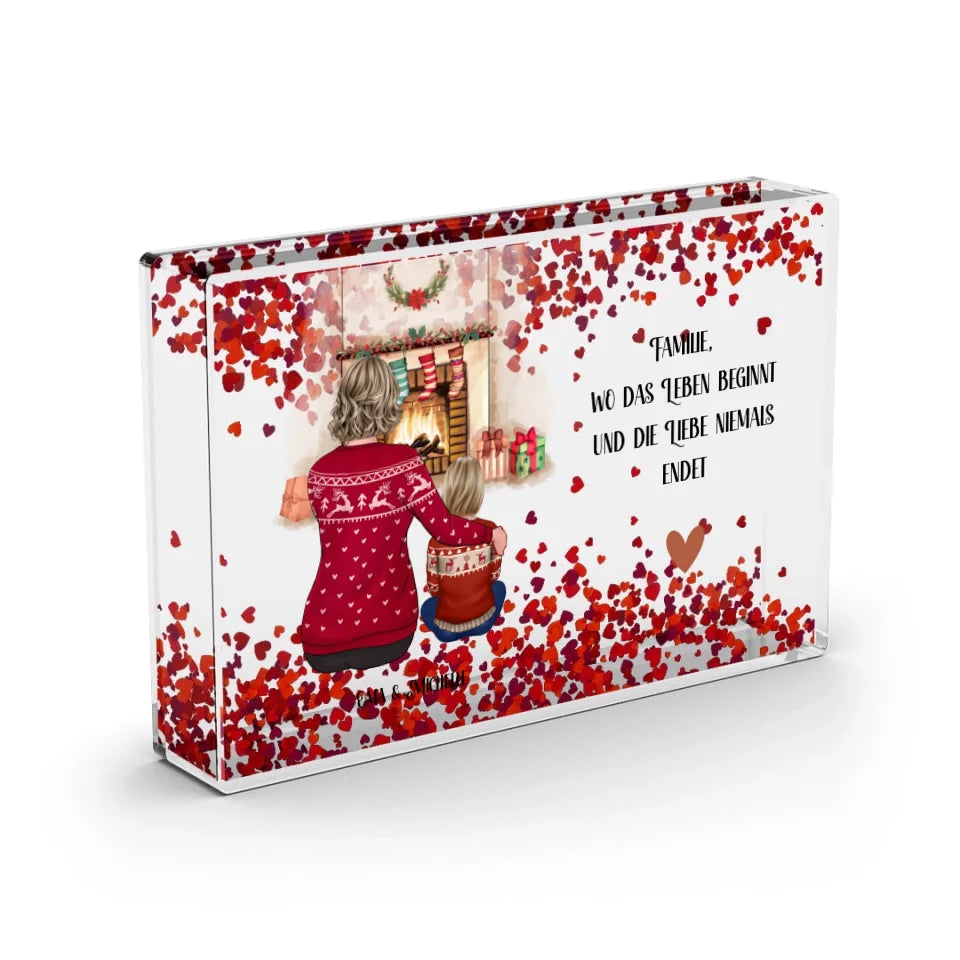 Oma & Enkel Winter Schneekugel Herz