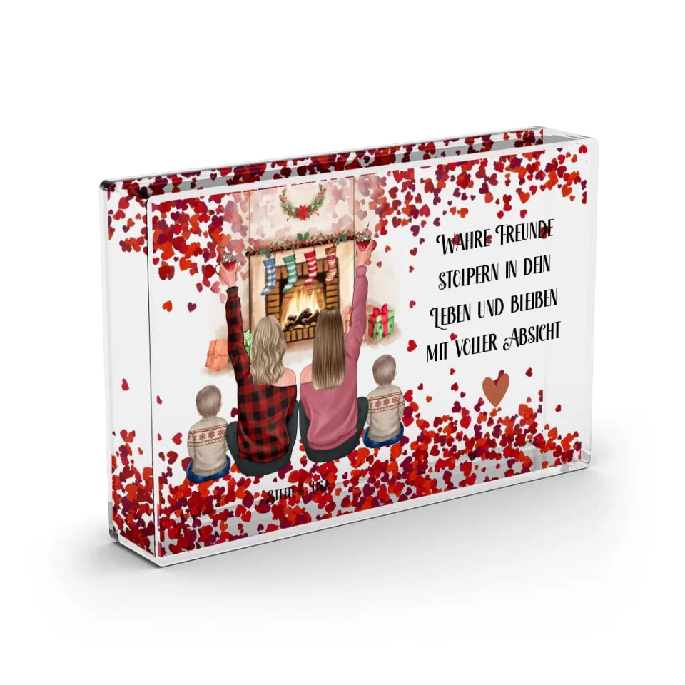 Freundinnen mit Kinder Winter Schneekugel Herz