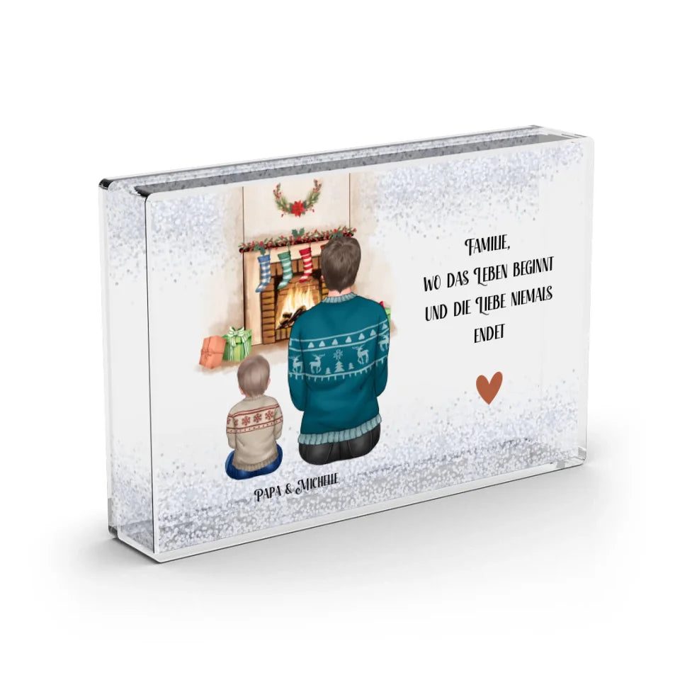 Papa & 1-3 Kinder Winter Schneekugel Schnee