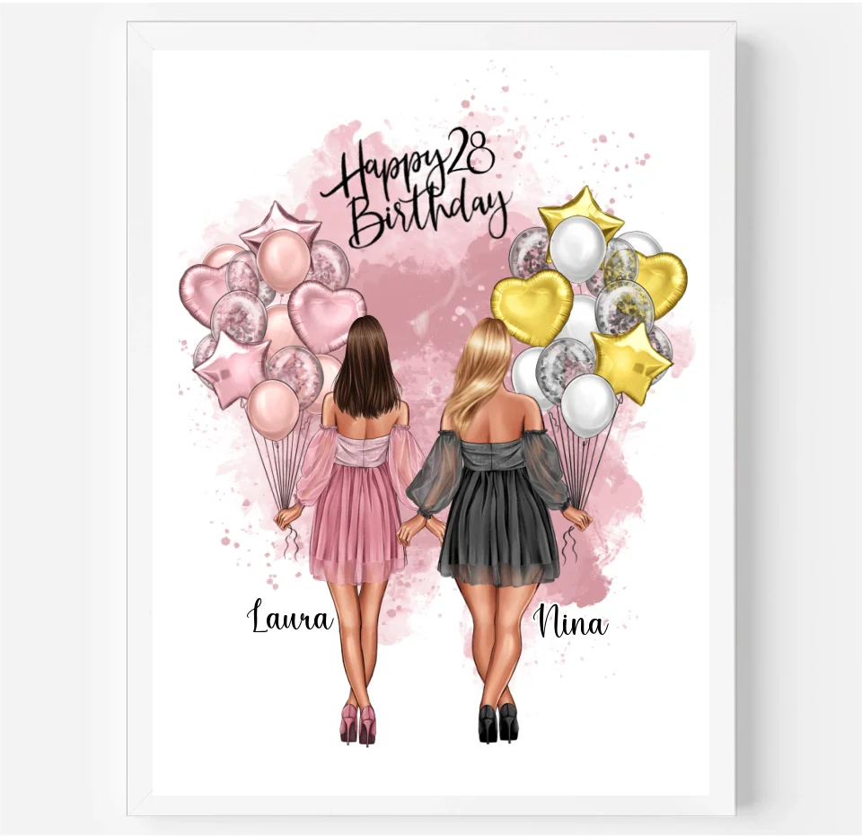 Birthday Freundinnen Poster Bestseller #1 Geschenk