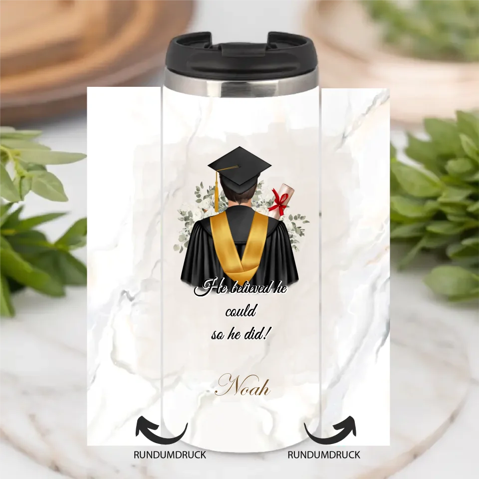 Abschluss Tasse / Thermobecher (Mann & Frau)