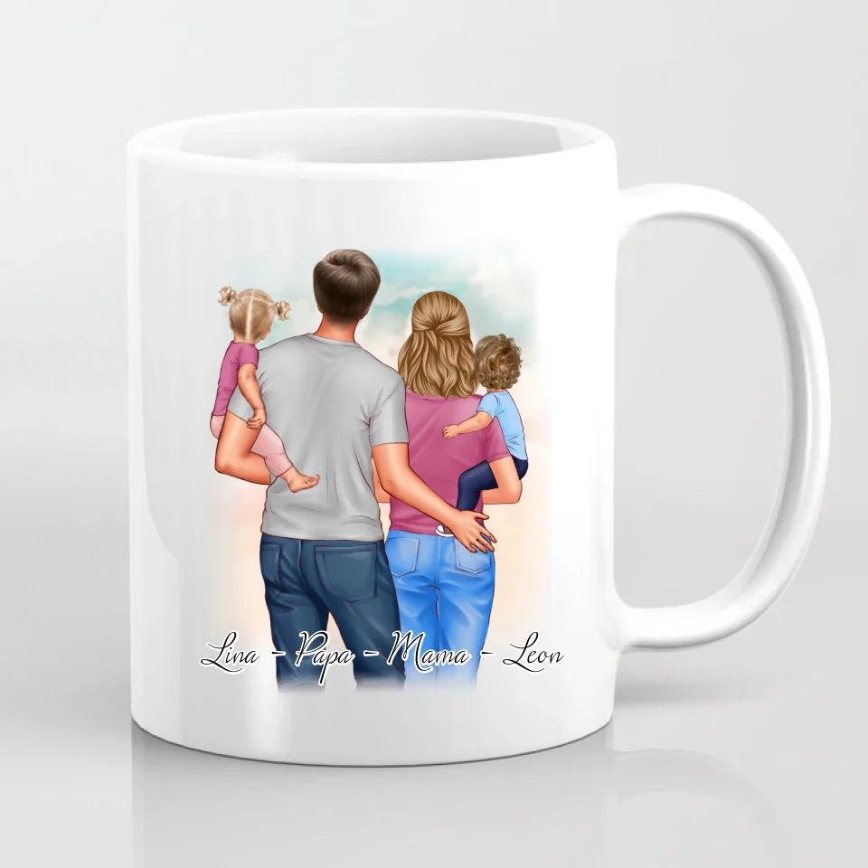 Papa, Mama und 1 oder 2 Babys Tasse / Thermobecher