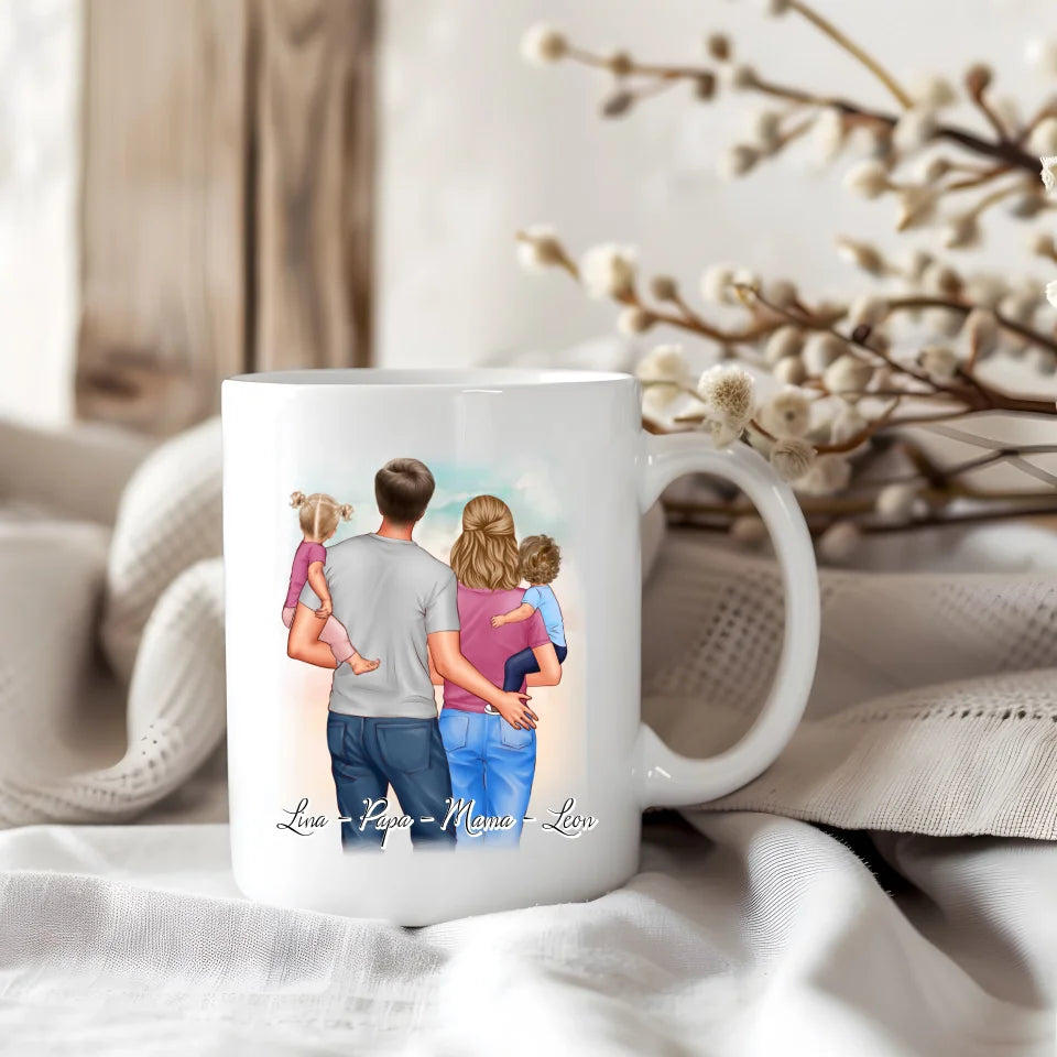 Papa, Mama und 1 oder 2 Babys Tasse / Thermobecher