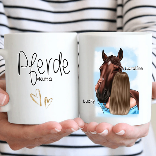 Frau mit Pferd Tasse / Thermobecher