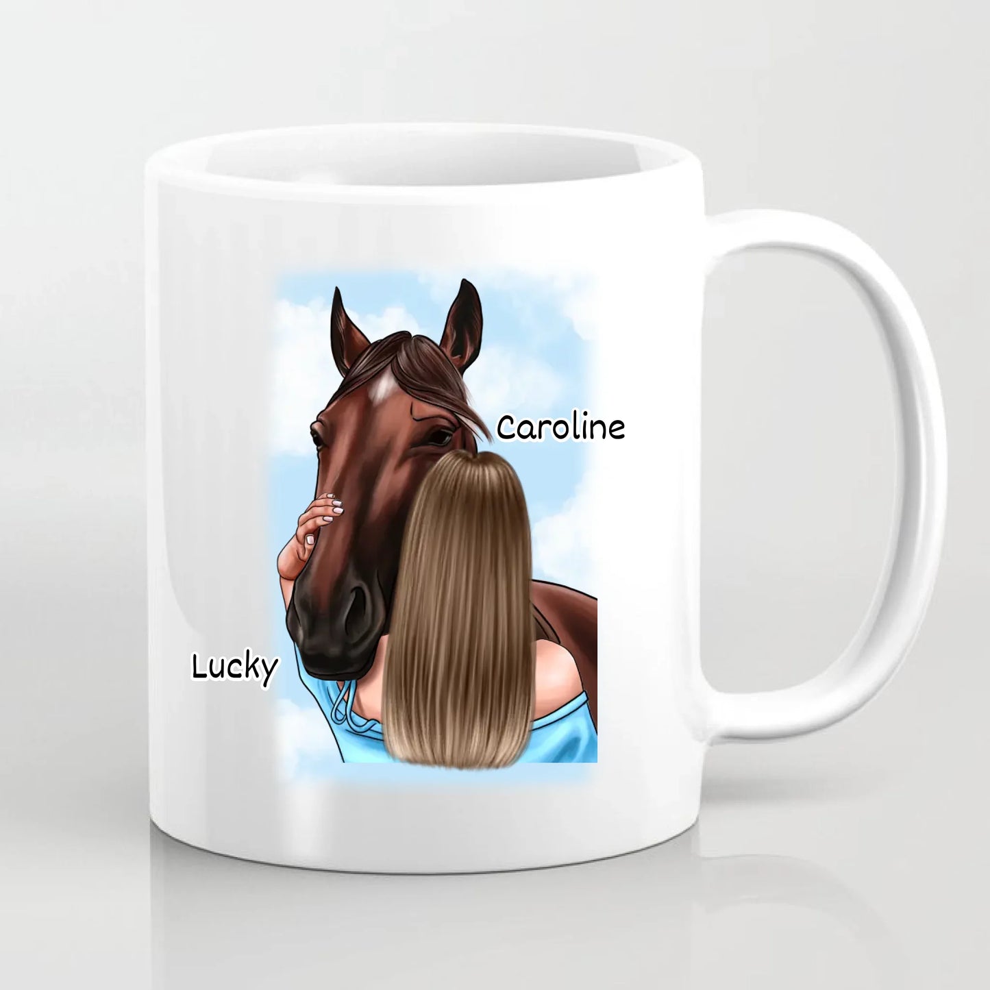 Frau mit Pferd Tasse / Thermobecher