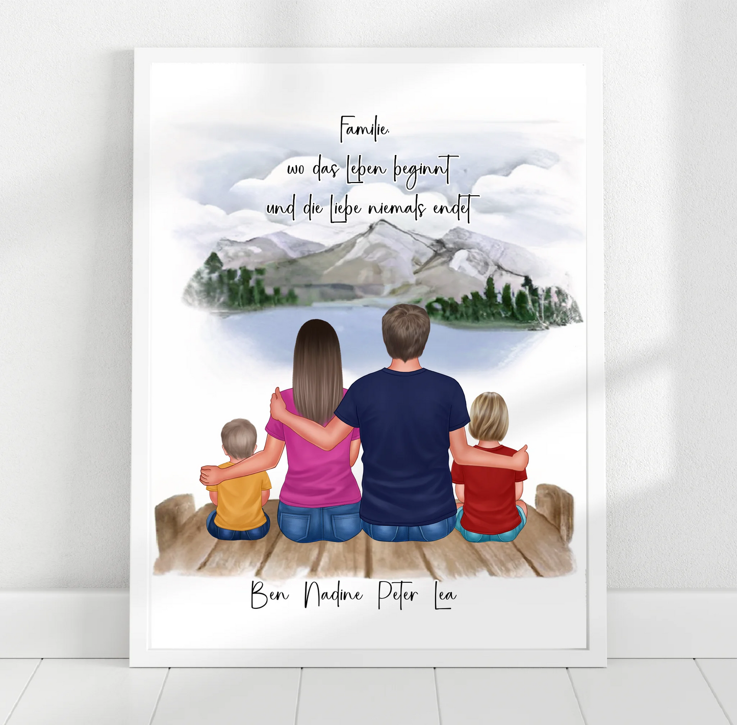 Familien Poster Personalisiert 3-5 Personen + Haustier
