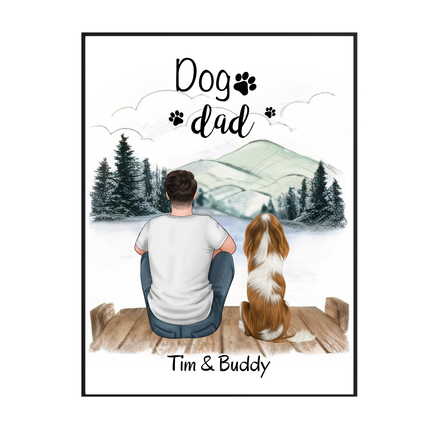 Herrchen mit Hund oder Katze Poster