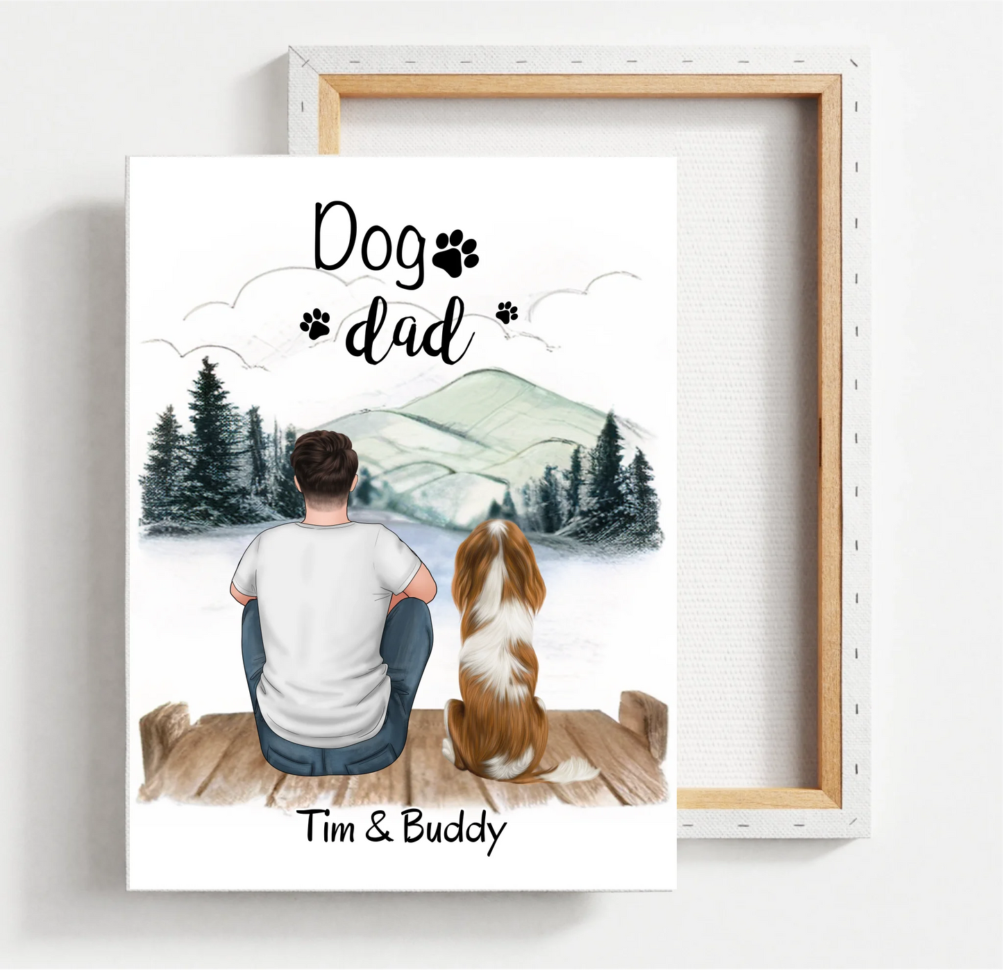 Herrchen mit Hund oder Katze Poster