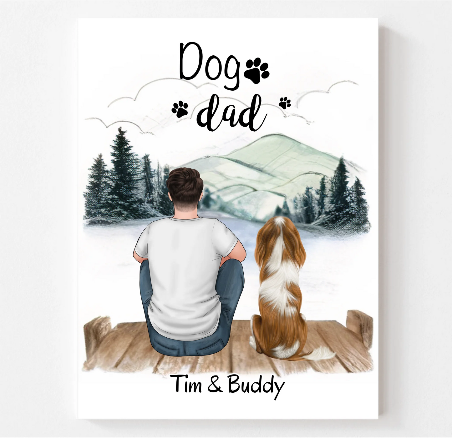 Herrchen mit Hund oder Katze Poster