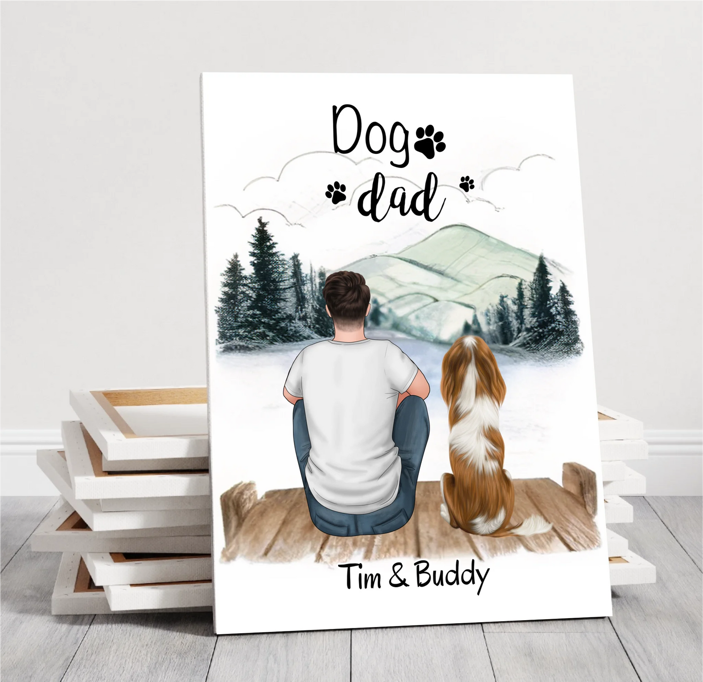 Herrchen mit Hund oder Katze Poster