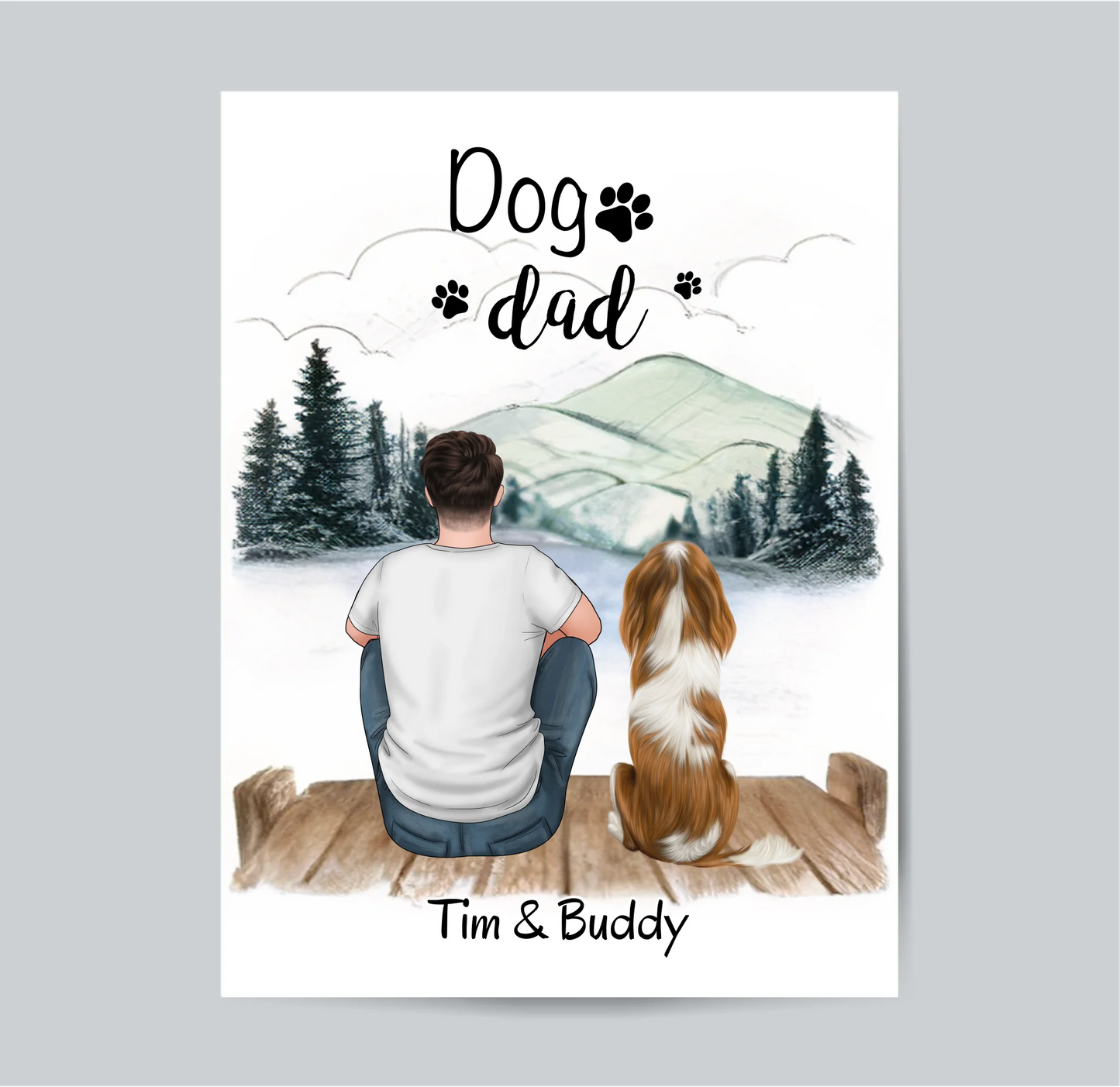 Herrchen mit Hund oder Katze Poster