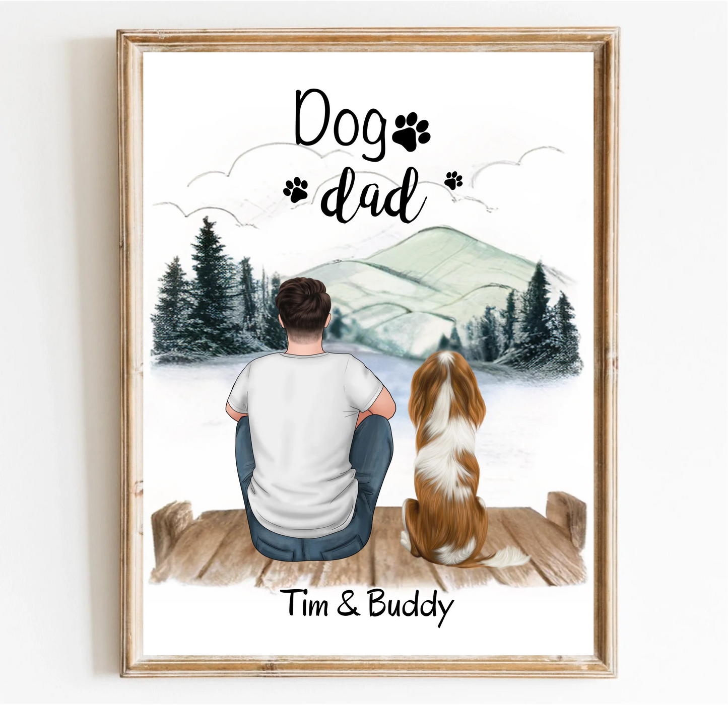 Herrchen mit Hund oder Katze Poster