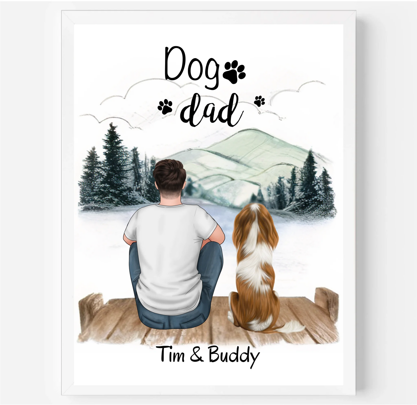 Herrchen mit Hund oder Katze Poster