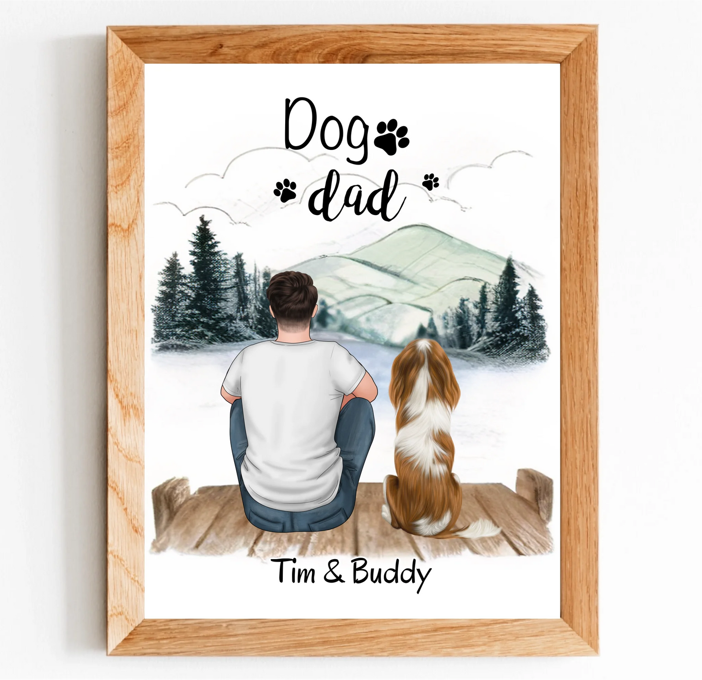 Herrchen mit Hund oder Katze Poster
