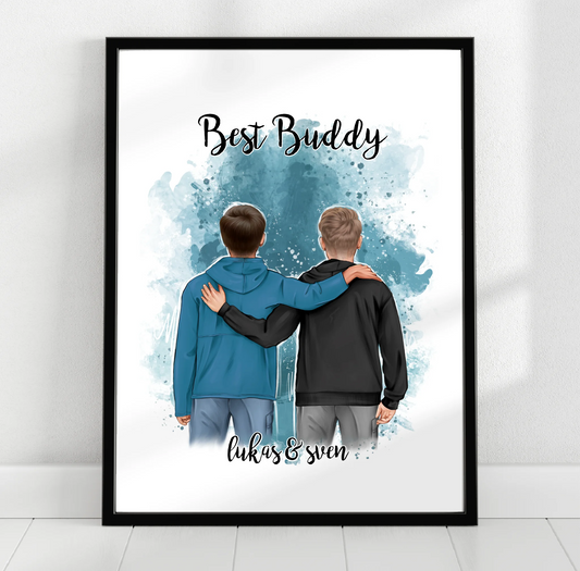 2 Freunde/Brüder Männer Poster Personalisiert