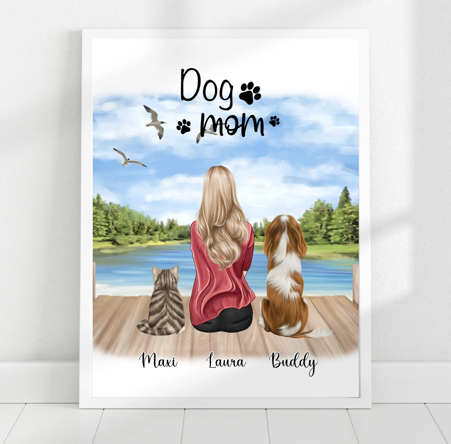 Frau/Mann mit 2 Haustieren Poster