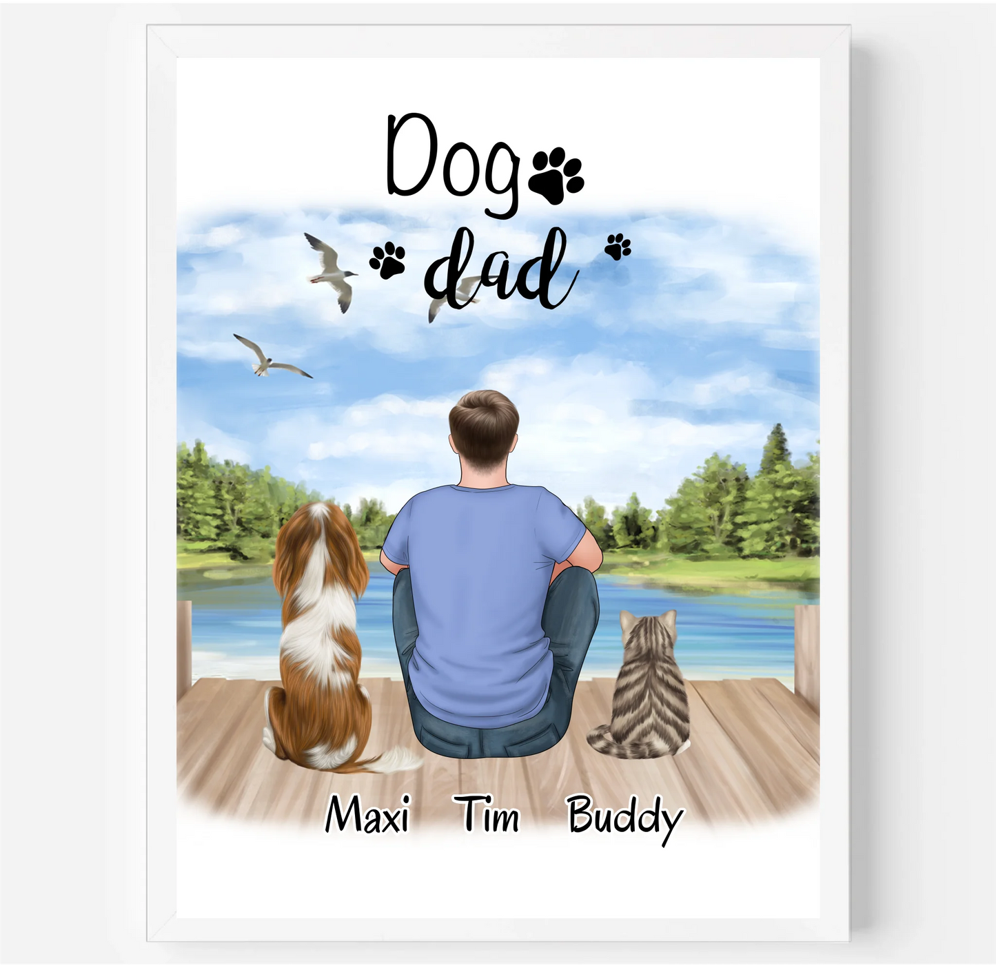 Mann/Frau mit 2 Haustieren Poster
