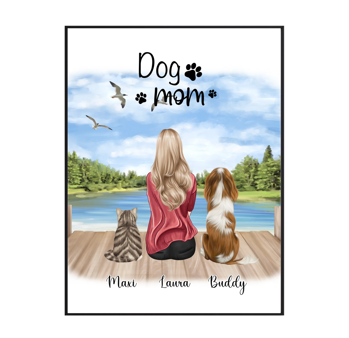 Frau/Mann mit 2 Haustieren Poster