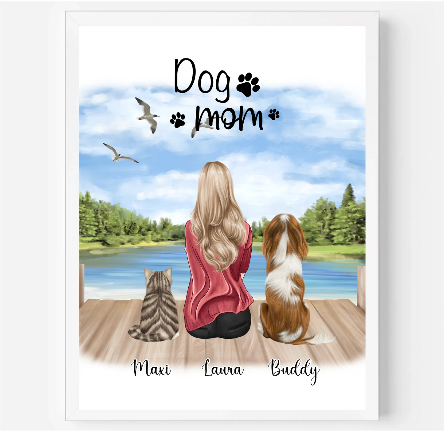 Frau/Mann mit 2 Haustieren Poster