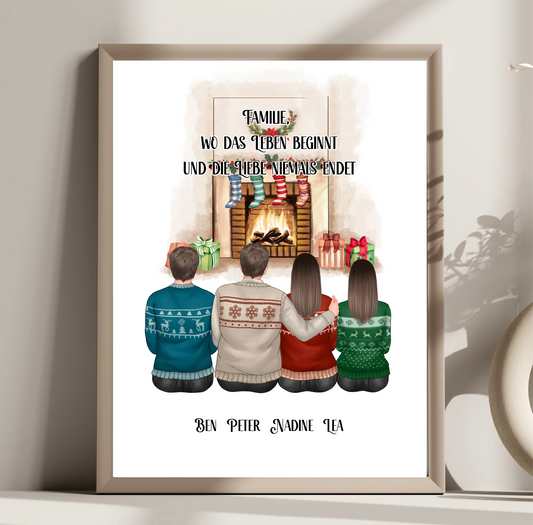 Winter familie 2-4 Personen verschiedene Varianten Poster